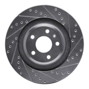 Audi A6 Quattro Brake Rotor (1) - Rear Right - R1 Concepts - Drilled & Slotted - Silver - `08-`25